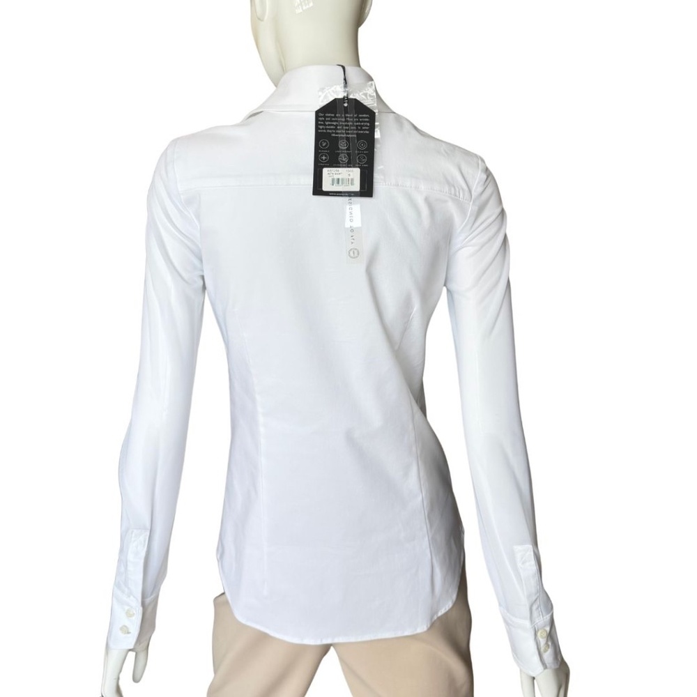 Anatomie Beth Button-Down Shirt With Sheer Sleeves & Two Button Cuff Size S NWT - Picture 3 of 5